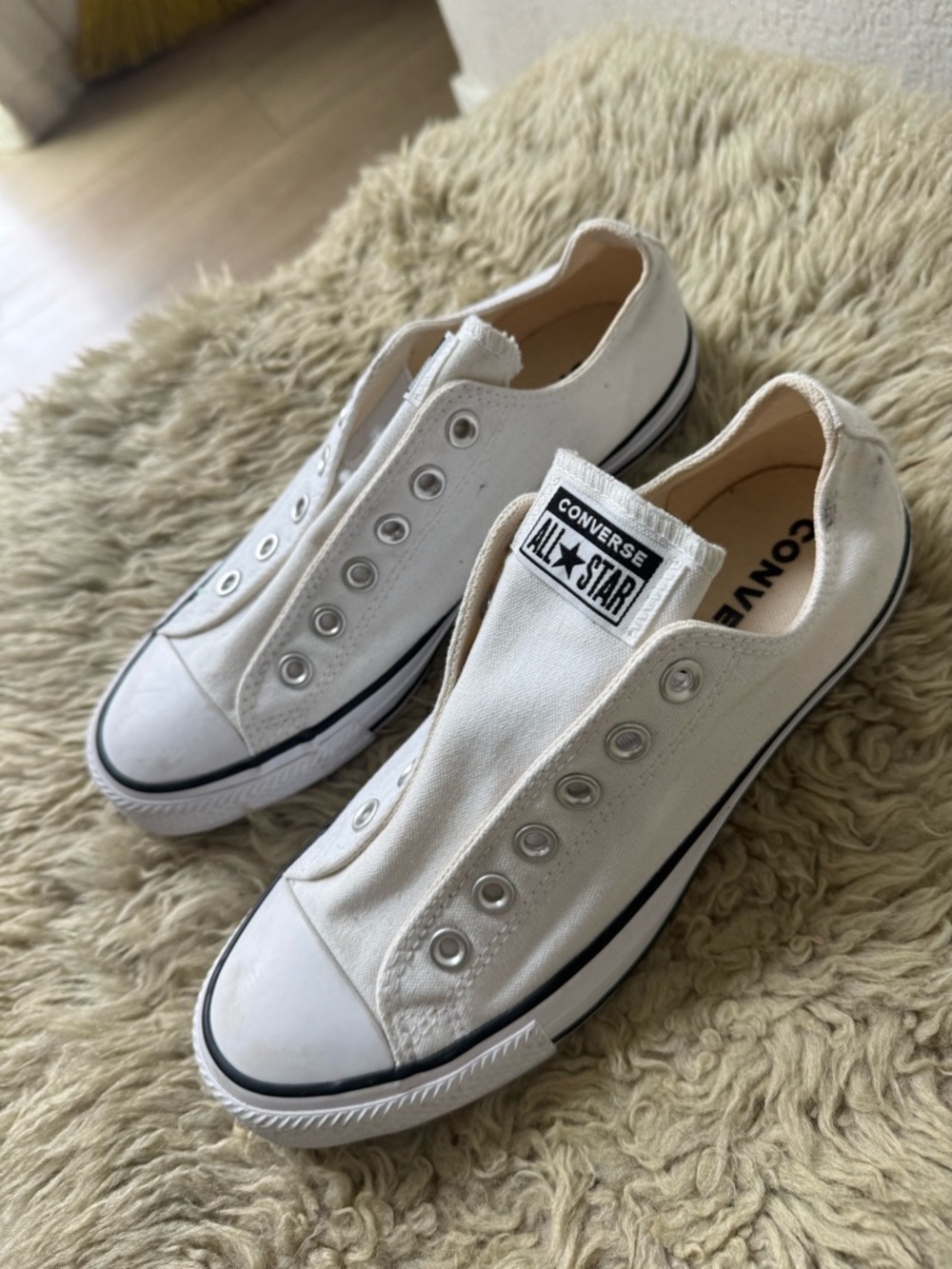 Converse White Slip-On Low Top Canvas Sneakers - Picture 2 of 5